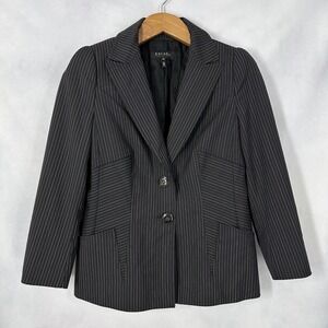 Escada Virgin Wool & Silk Black Pinstripe Sharp Blazer Womens Size 40 US Size 8‎